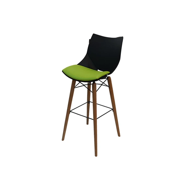 صندلی کانتر نظری مدل شل پایه چوبی با تشک